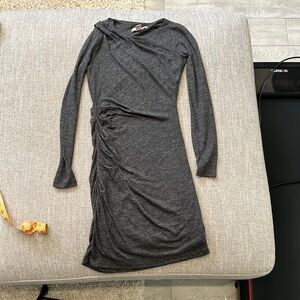 PXXS banana republic stretch knit charcoal grey shirred dress
